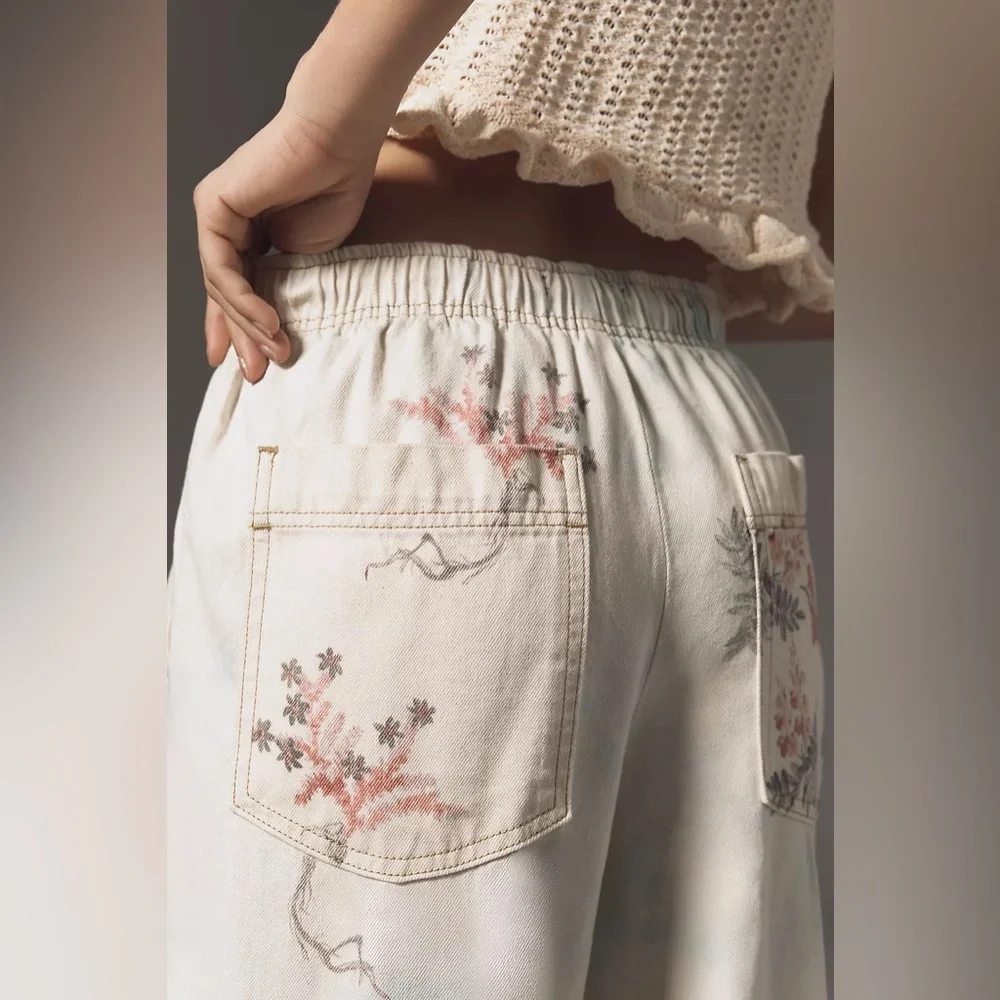 NWT Anthropologie Pilcro Pull-On High-Rise Wide-Leg Jeans - small * RARE * - Picture 5 of 10